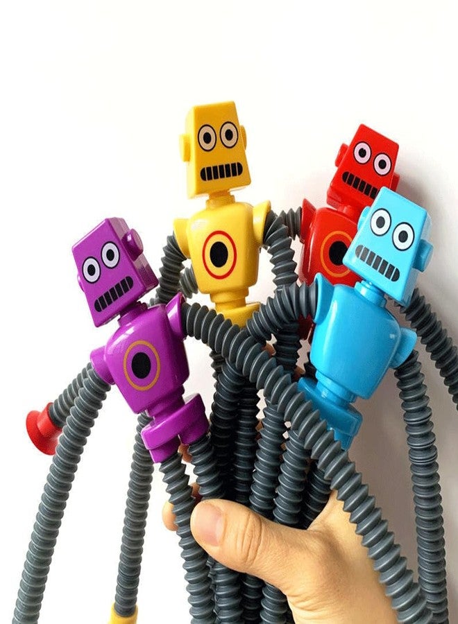 Zinnia Telescopic Suction Cup Giraffe Toy, Stretchy Pop Tubes Fidget Sensory Toys for Boys & Girls, Snow Ball, Boys, Shape Changing Robot & Giraffe Suction Pop Tube Toy for Kids (Robot Pack of 4) - Image 5